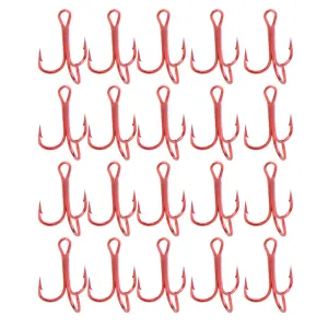 20Pcs Red Fishing Hooks Carbon Steel Sea Explosion Fish Treble Hook Barbed Crank Sharp Pesca Tackle with 3 Anchors