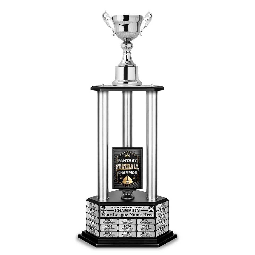 26"-56" Fantasy Football Perpetual Trophy - Silver Cup