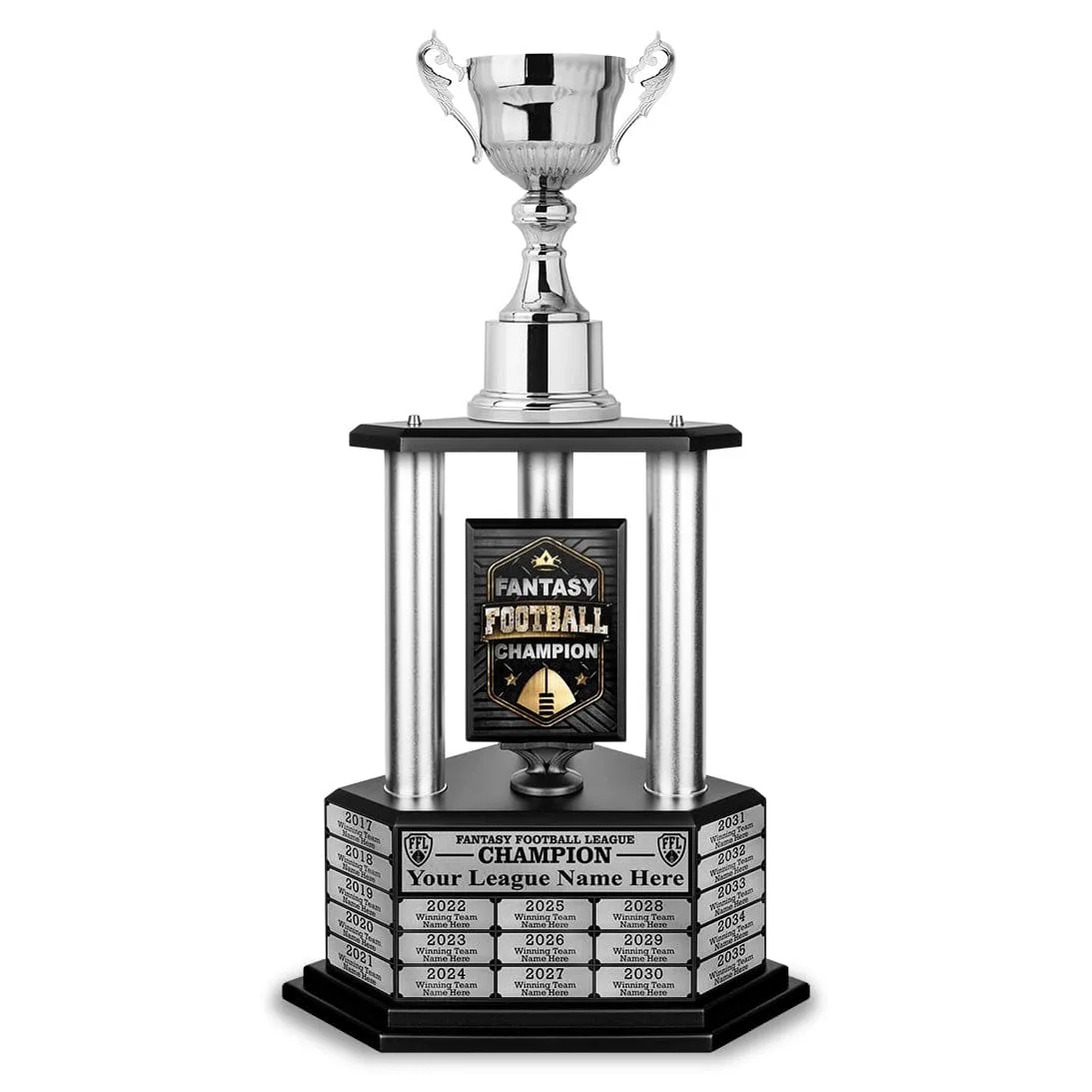 26"-56" Fantasy Football Perpetual Trophy - Silver Cup