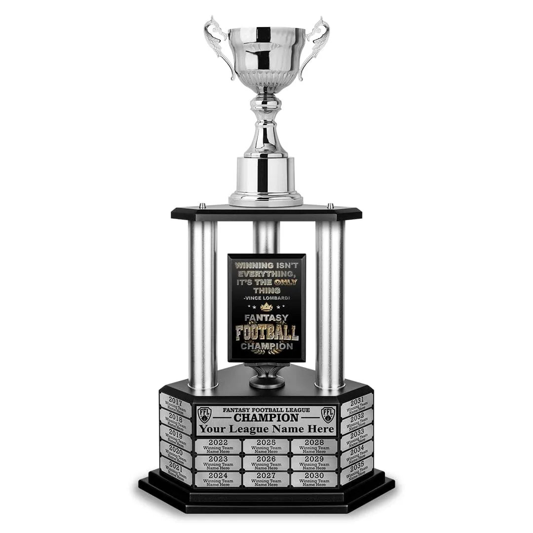 26"-56" Fantasy Football Perpetual Trophy - Silver Cup