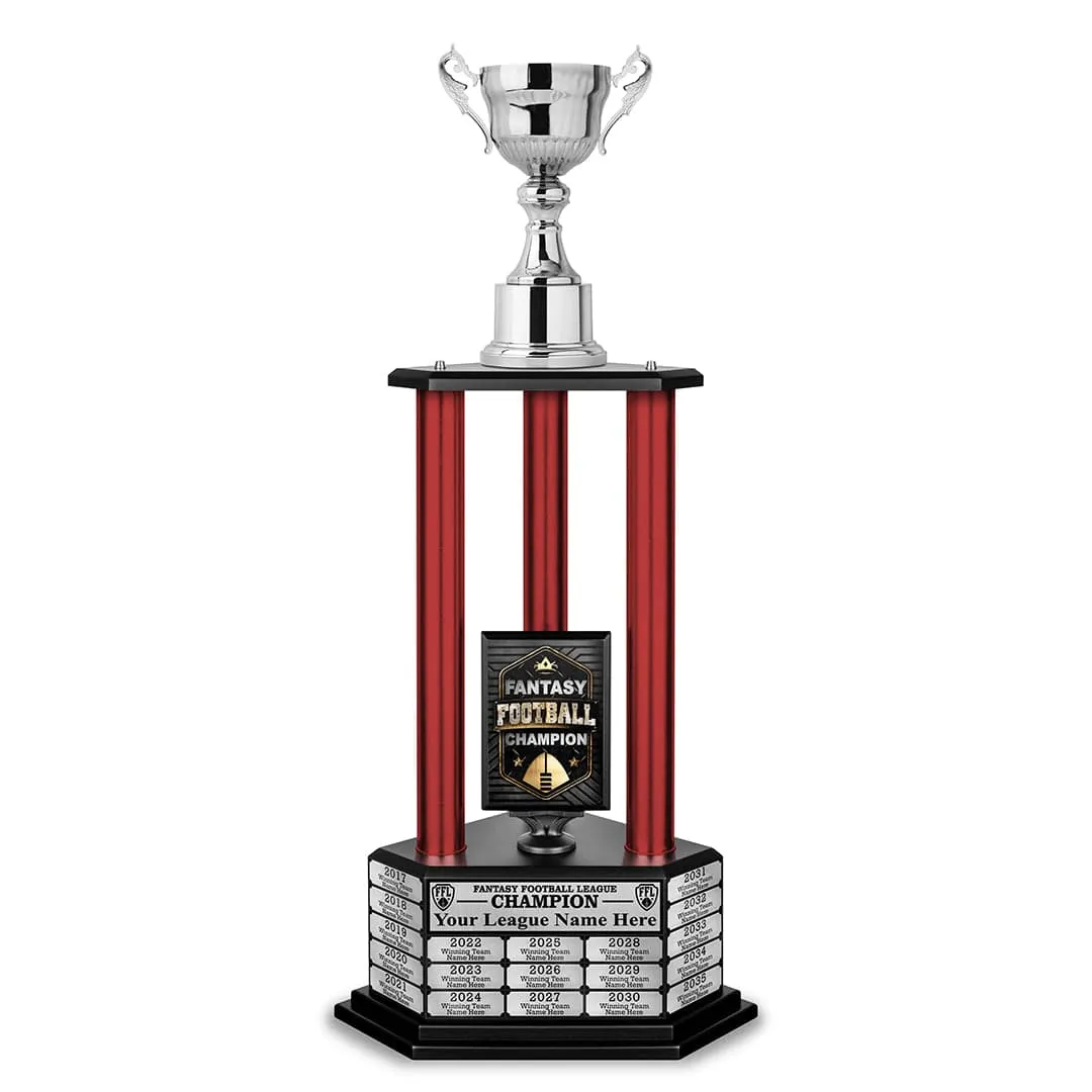 26"-56" Fantasy Football Perpetual Trophy - Silver Cup