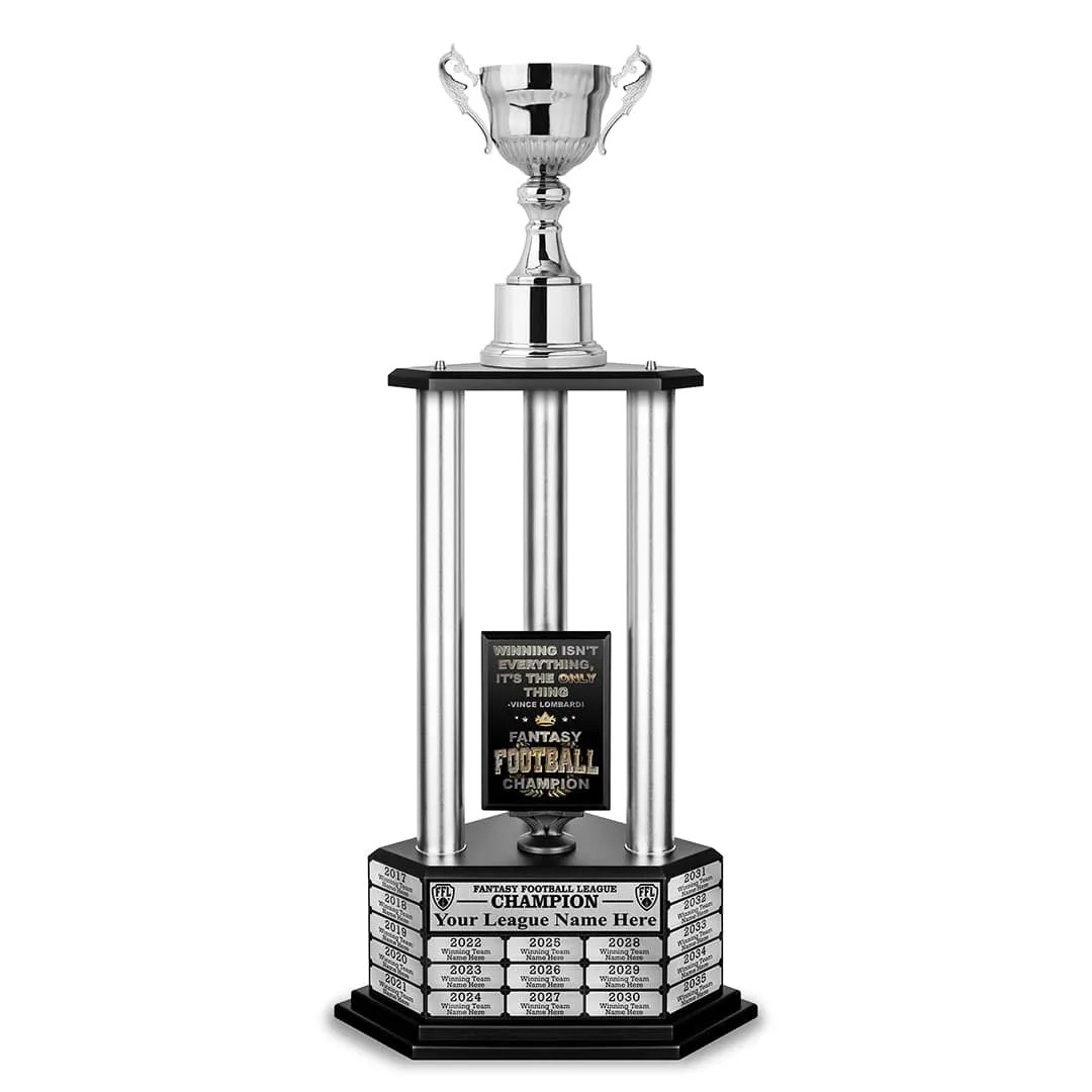 26"-56" Fantasy Football Perpetual Trophy - Silver Cup