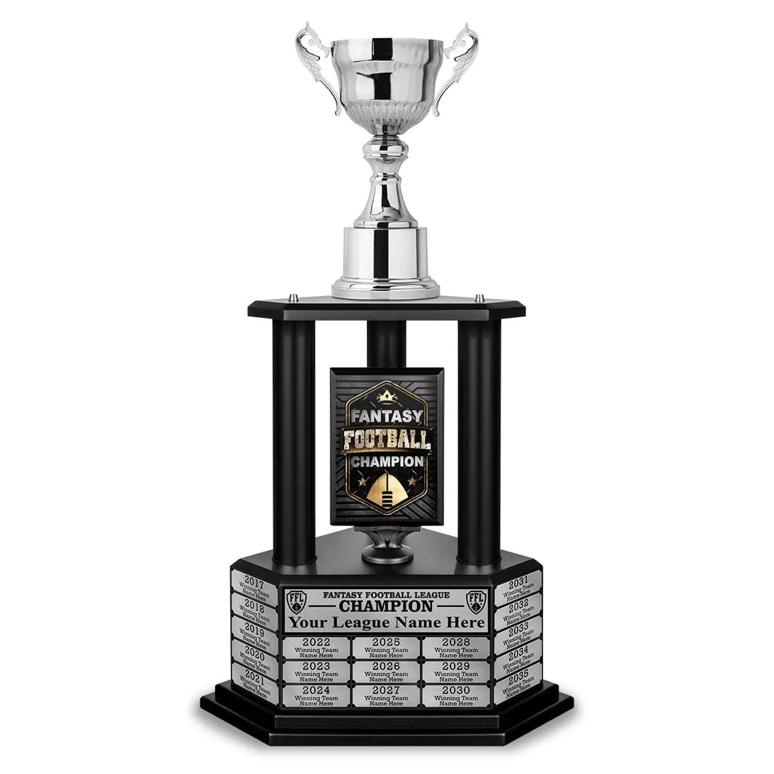 26"-56" Fantasy Football Perpetual Trophy - Silver Cup