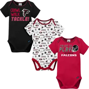 3-Pack Baby Boys Falcons Short Sleeve Bodysuits