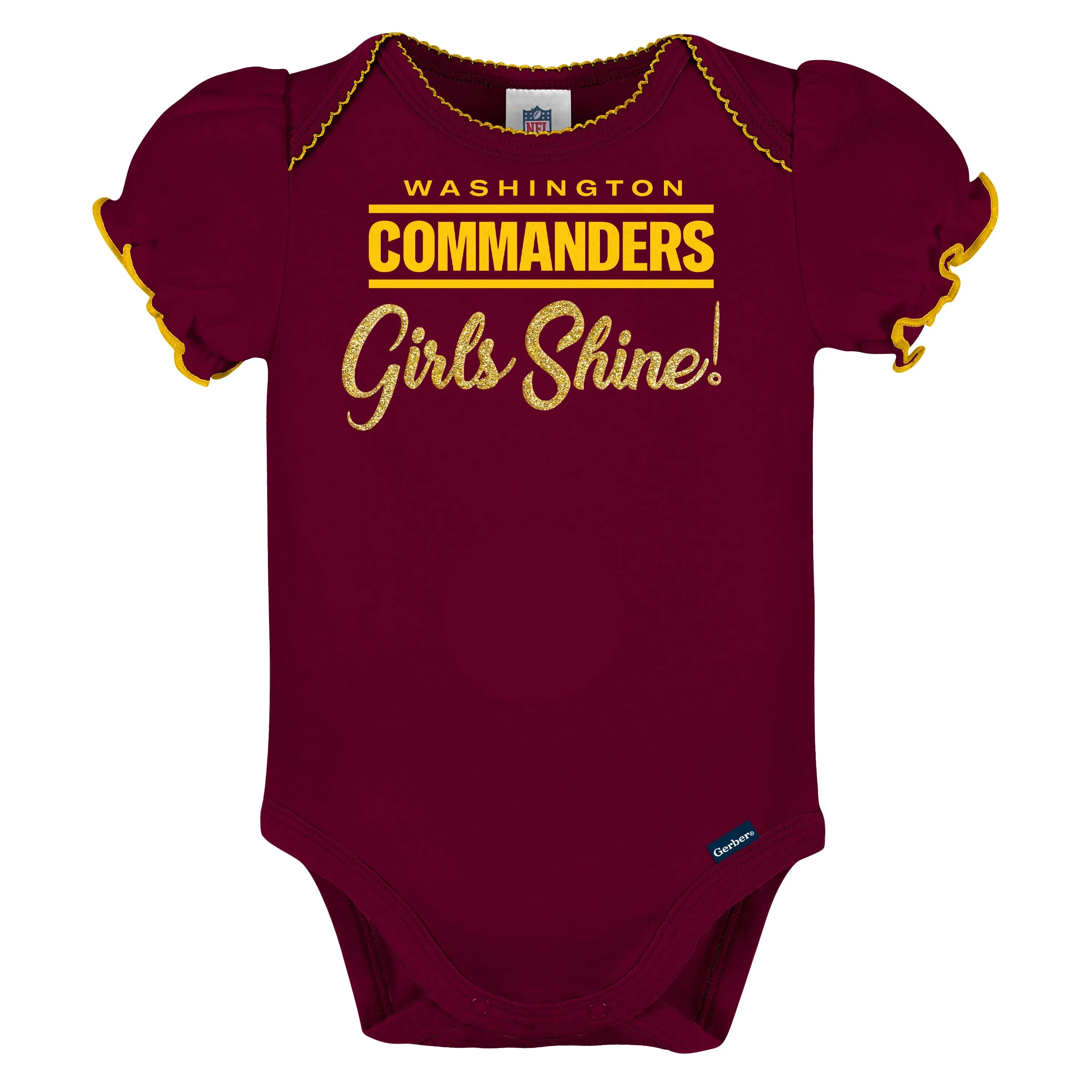 3-Pack Baby Girls Washington Commanders Short Sleeve Bodysuits