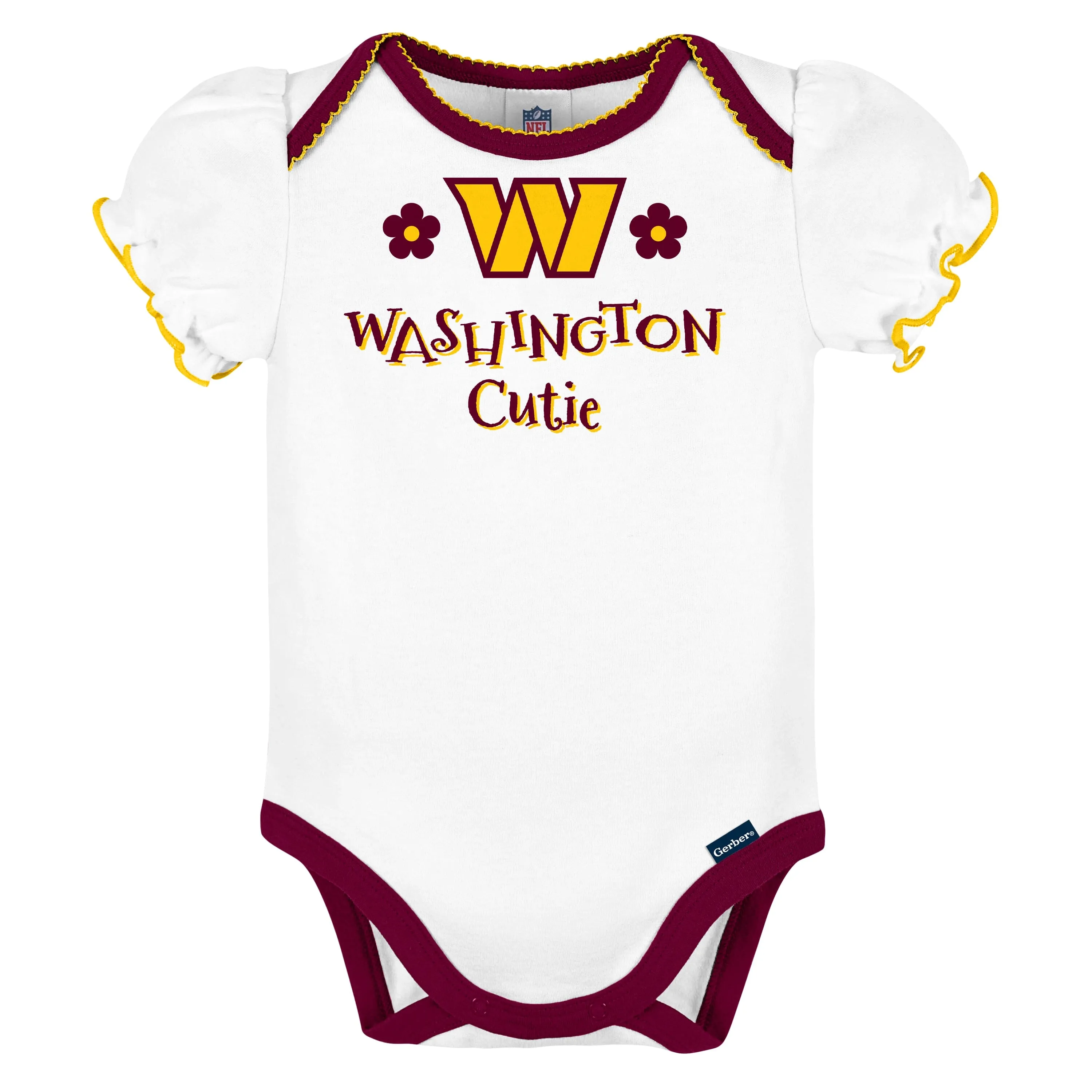 3-Pack Baby Girls Washington Commanders Short Sleeve Bodysuits