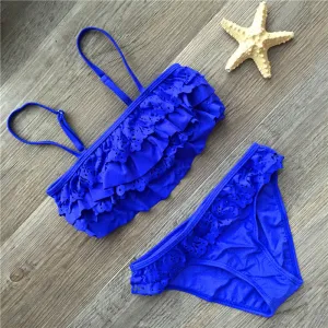 7-16years children swimwear falbala girls swimwear baby kids biquini infantil swimsuit bikini girl 2016 New summer bathing suit