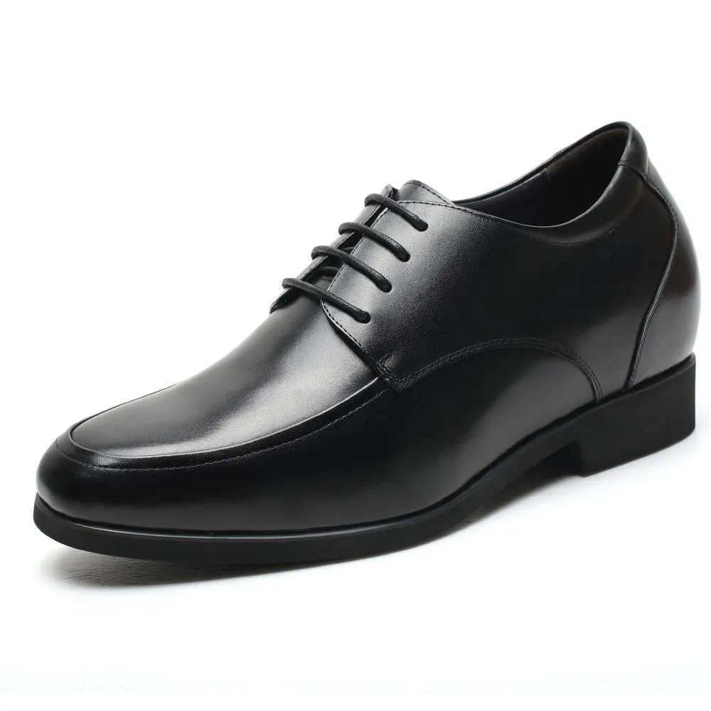 7 CM/2.76 Inches CMR CHAMARIPA High Heel Men Dress Shoes - Black Leather Men Taller Shoes