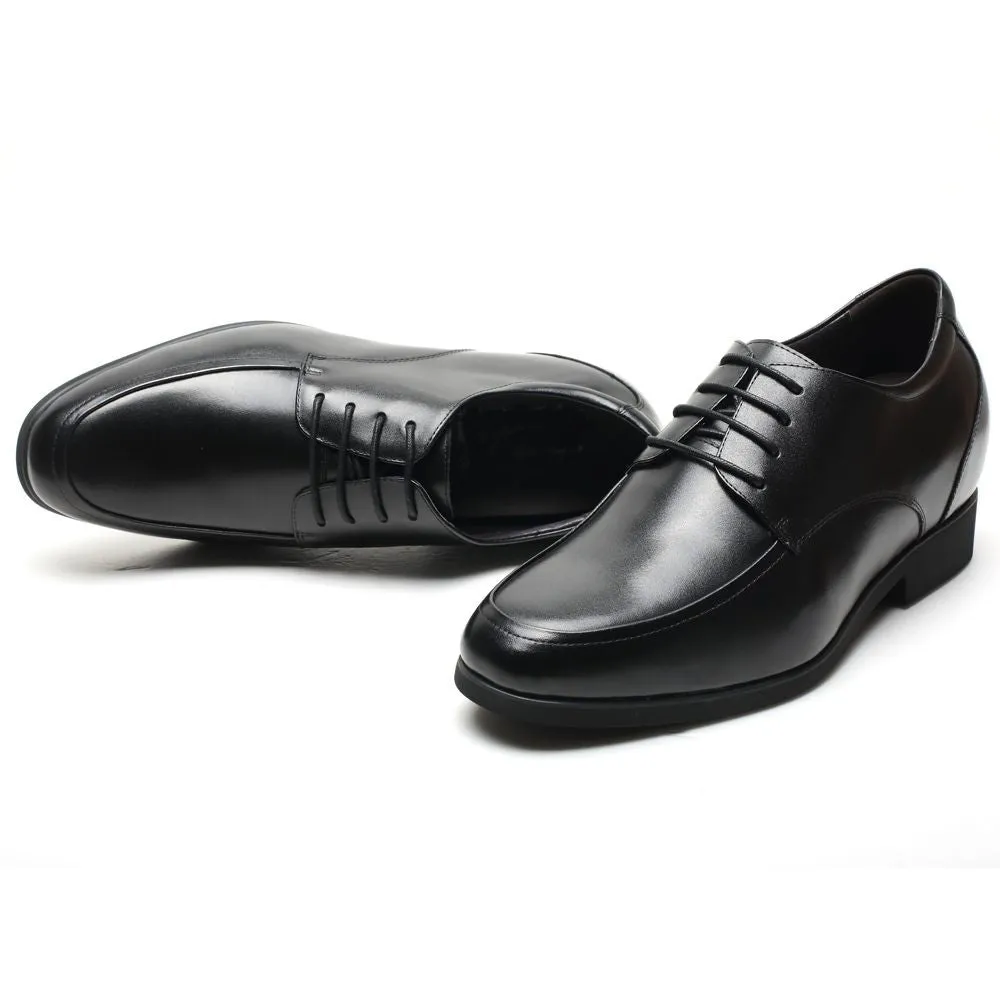 7 CM/2.76 Inches CMR CHAMARIPA High Heel Men Dress Shoes - Black Leather Men Taller Shoes