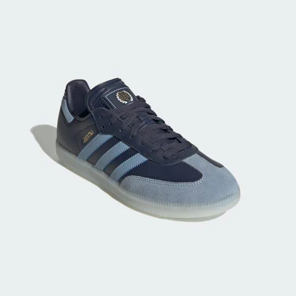 Adidas Men's Samba Argentina Indoor Soccer Shoes - Shadow Navy / Ambient Sky / Gold Metallic