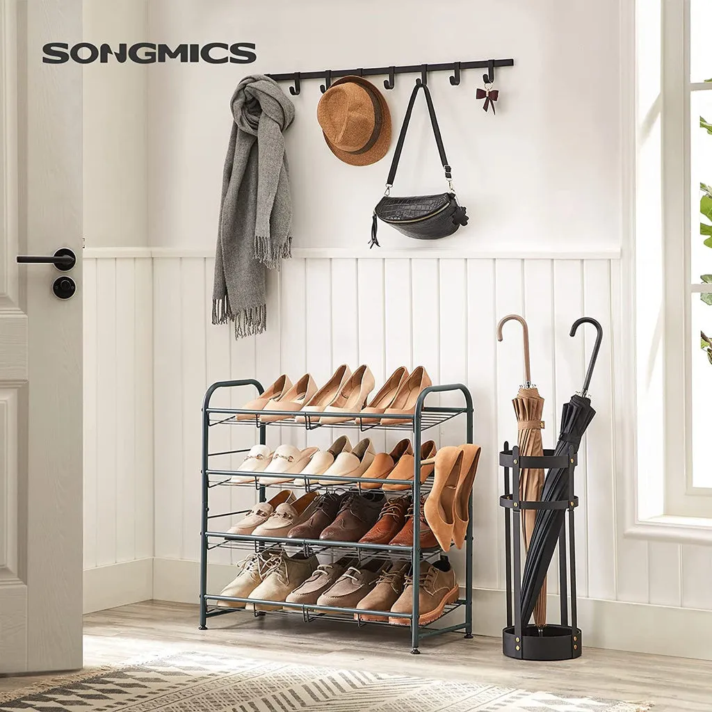 Adjustable 4-Tier Steel Shoe Rack for 16 Pairs - Gray, SONGMICS