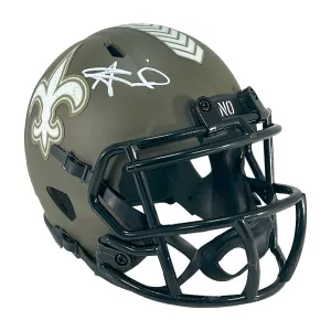 Alvin Kamara Signed New Orleans Saints Salute to Service Mini Football Helmet (Beckett)