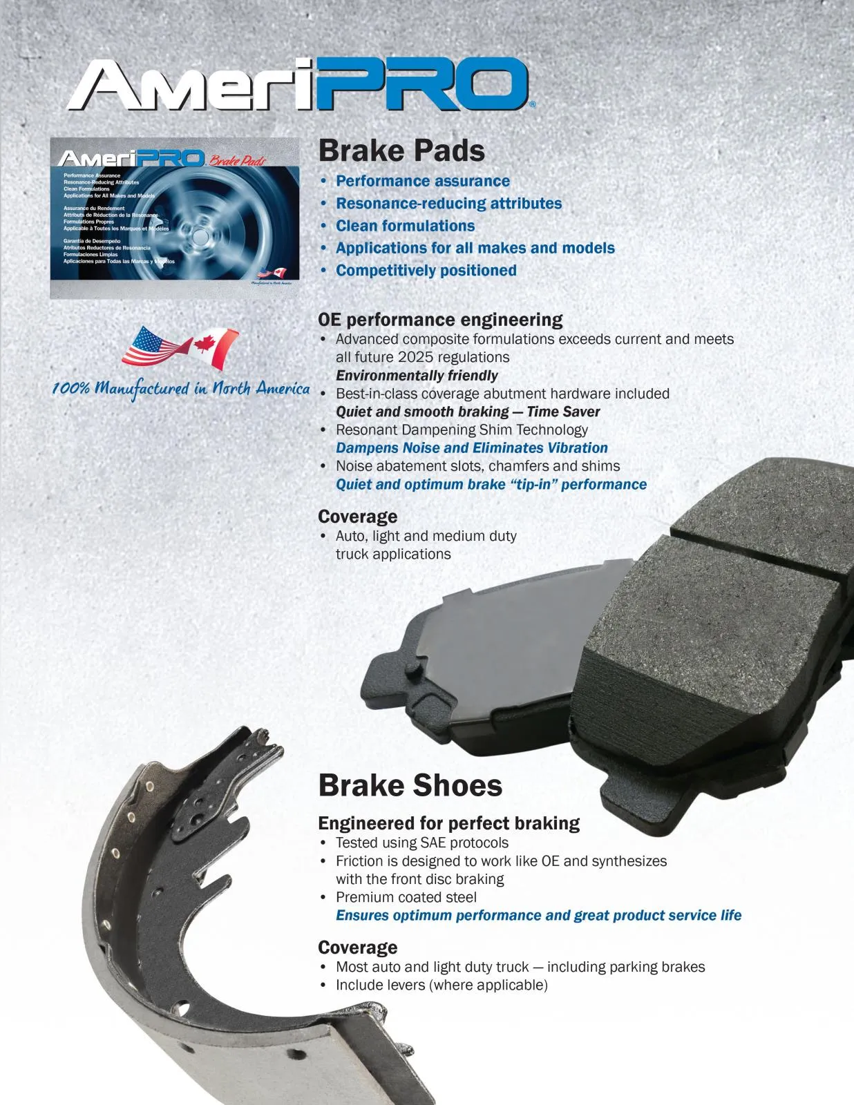 AmeriPro Premium Ceramic Disc Brake Pads Parking Shoes For Mazda CX-9 2007-2015