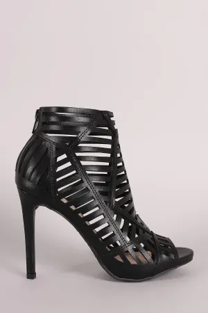 Anne Michelle Caged Peep Toe Stiletto Heel