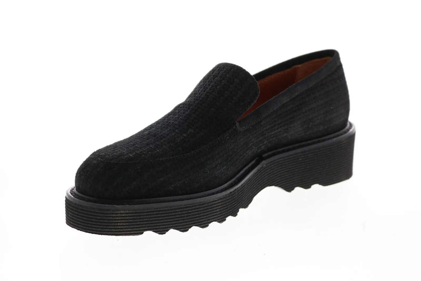 Aquatalia Kelsey Mini Emboss Suede 34L1680-BLK Womens Black Suede Flats Loafer Shoes