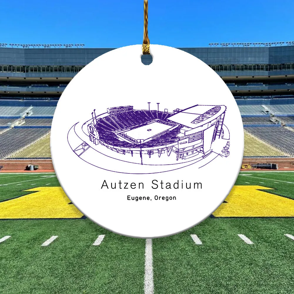 Autzen Stadium - Oregon Ducks football, College American Football Ceramic Christmas Ornament