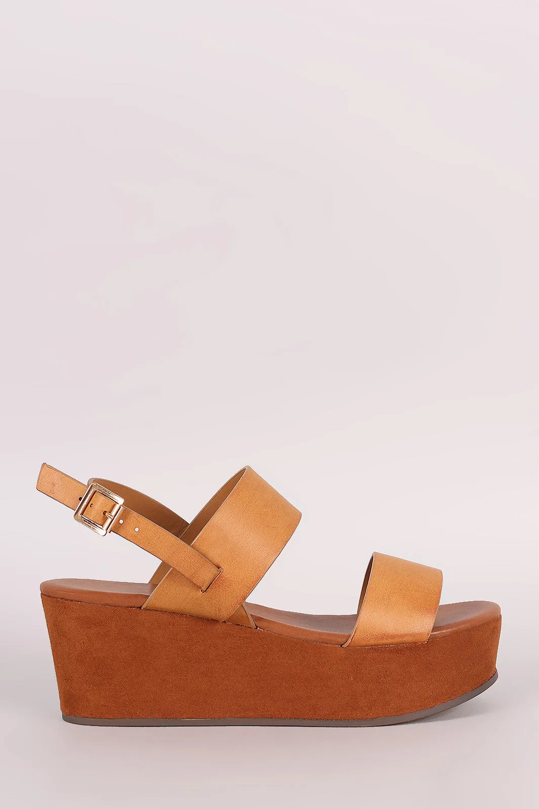 Bamboo Open Toe Double Band Platform Wedge