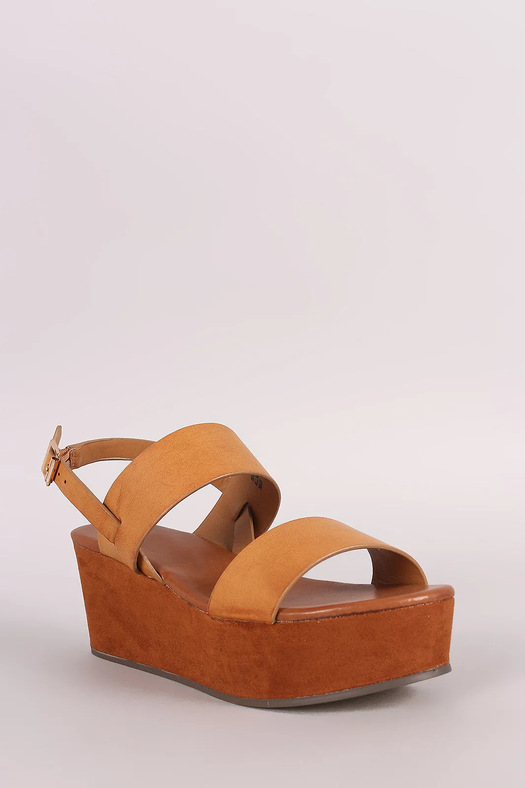 Bamboo Open Toe Double Band Platform Wedge