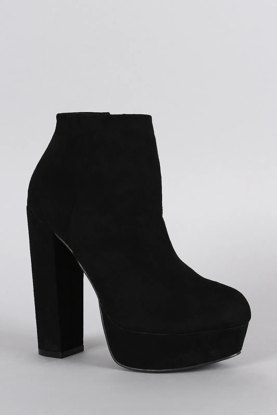 Bamboo Suede Chunky Heeled Platform Ankle Boots