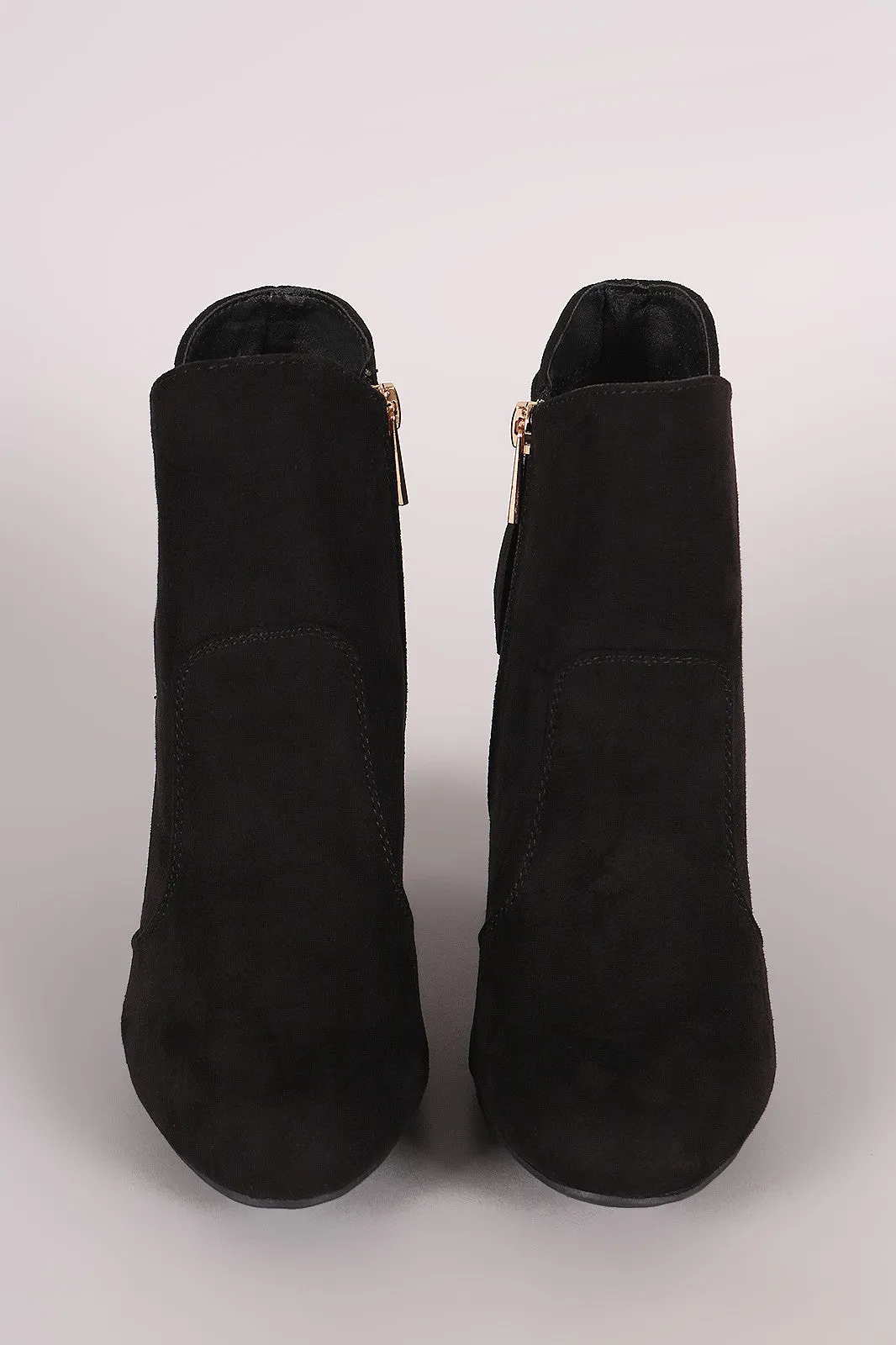 Bamboo Suede Knotted-Tie Chunky Heeled Booties