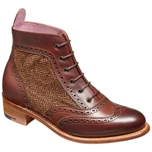 BARKER Grace Boots - Ladies Brogues - Walnut Calf / Brown Tweed