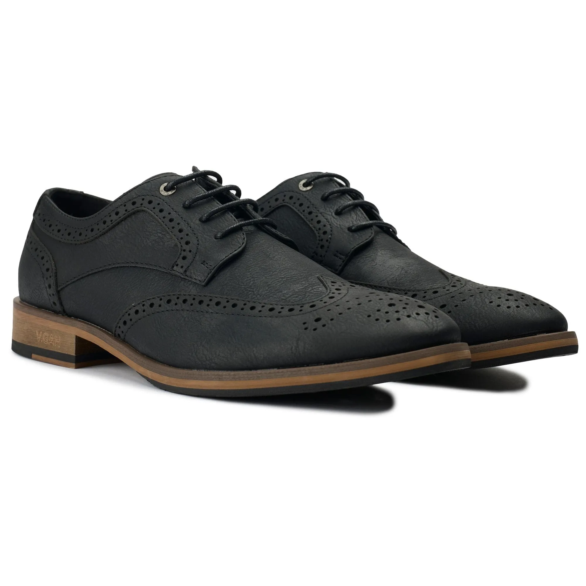 Barley 2 Men's Vegan Leather Brogue Shoes | Black