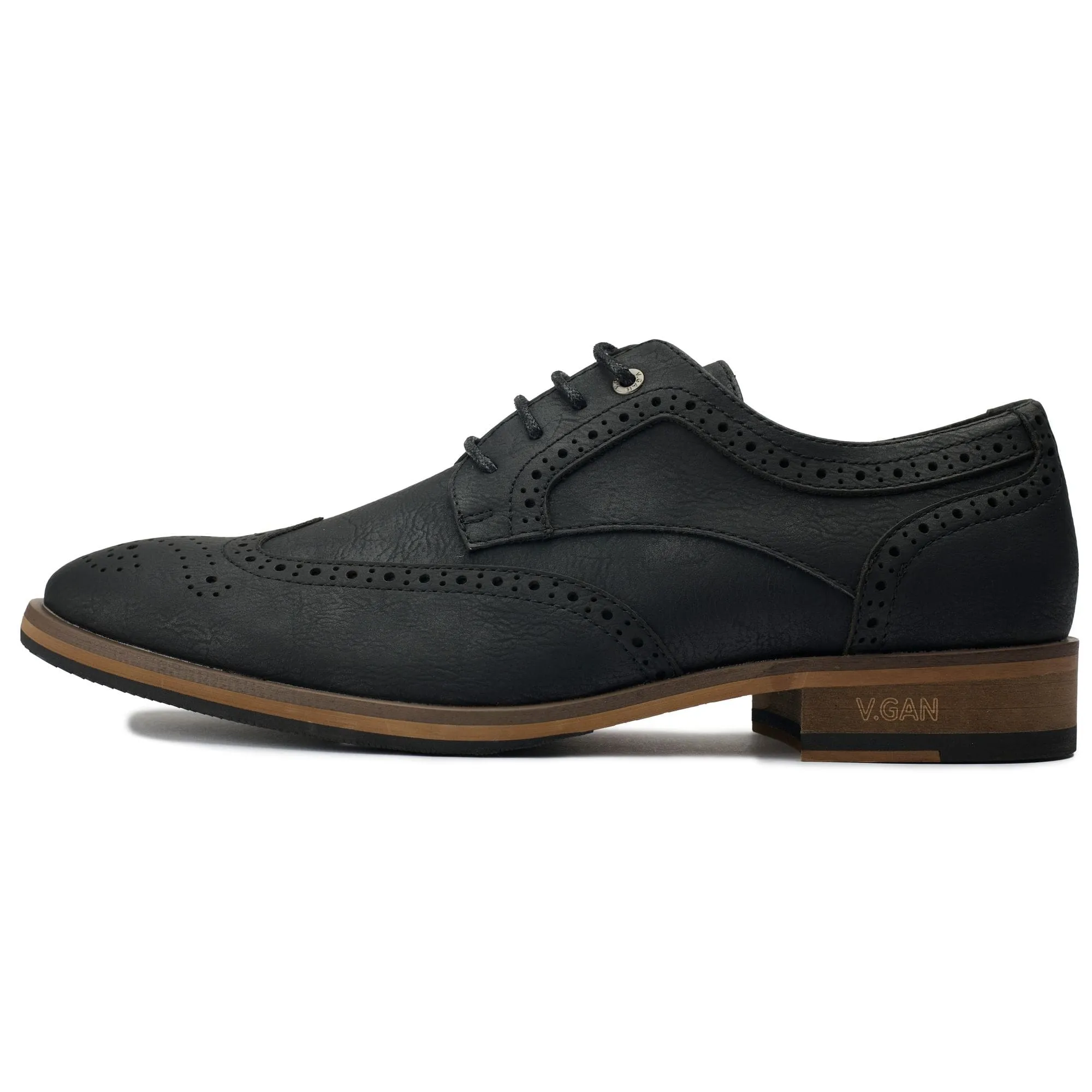 Barley 2 Men's Vegan Leather Brogue Shoes | Black