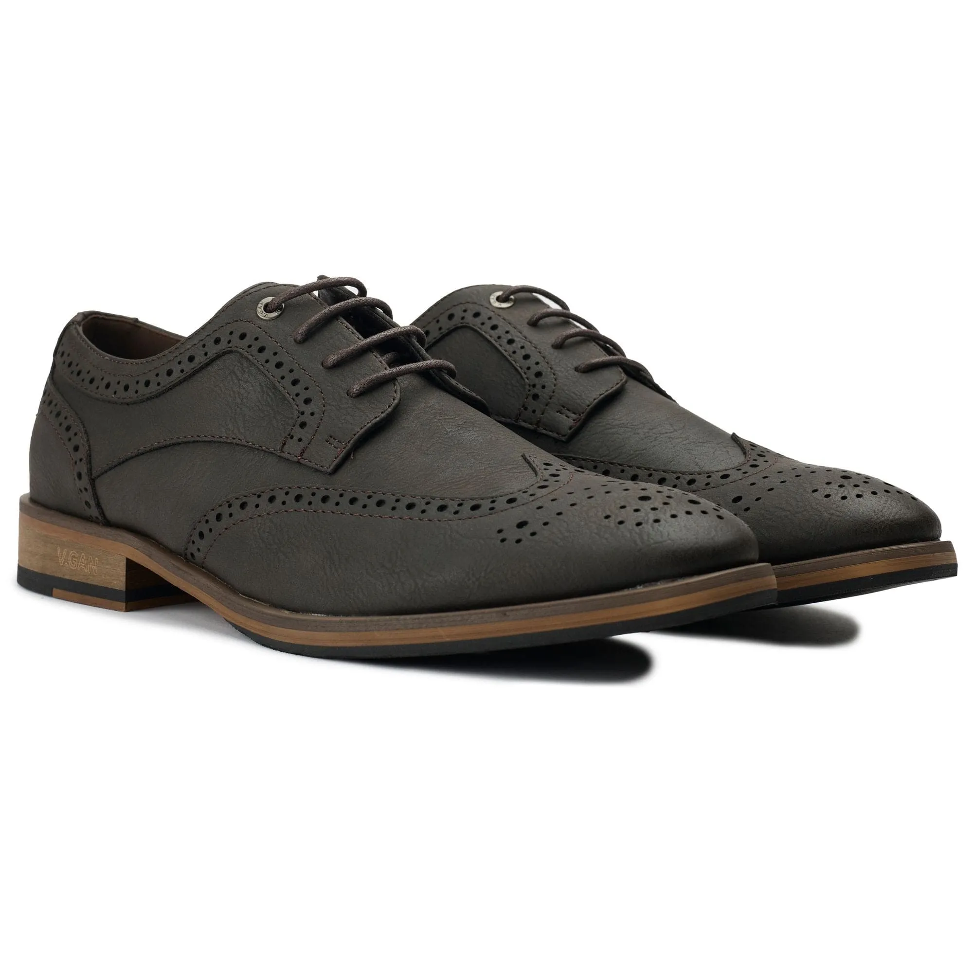 Barley 2 Men's Vegan Leather Brogue Shoes | Brown