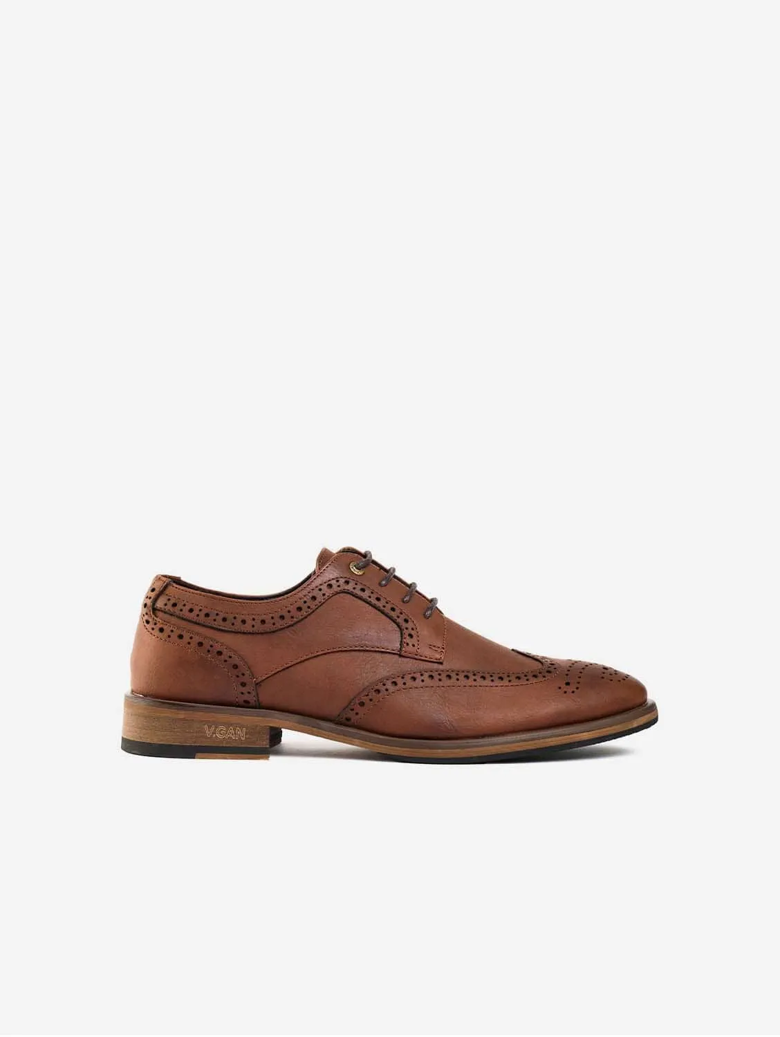 Barley 2 Men's Vegan Leather Brogue Shoes | Tan