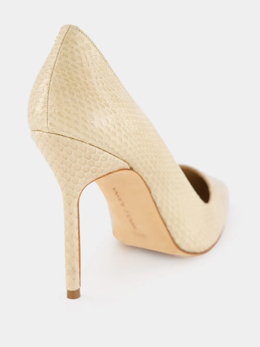 Beige Snakeskin-Effect Pointed Toe 105mm Pumps