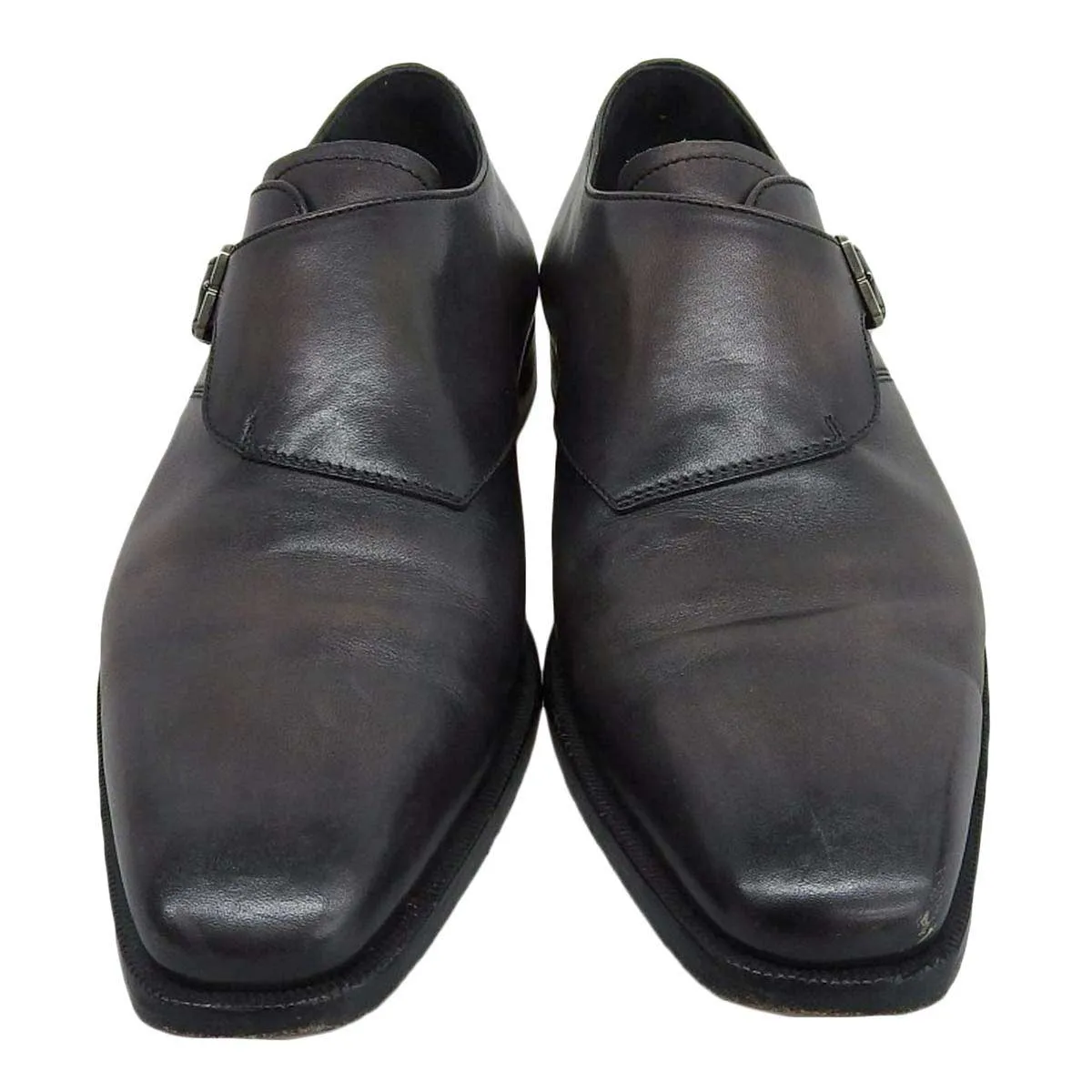 Berluti Leather Monk Strap Shoes Gray