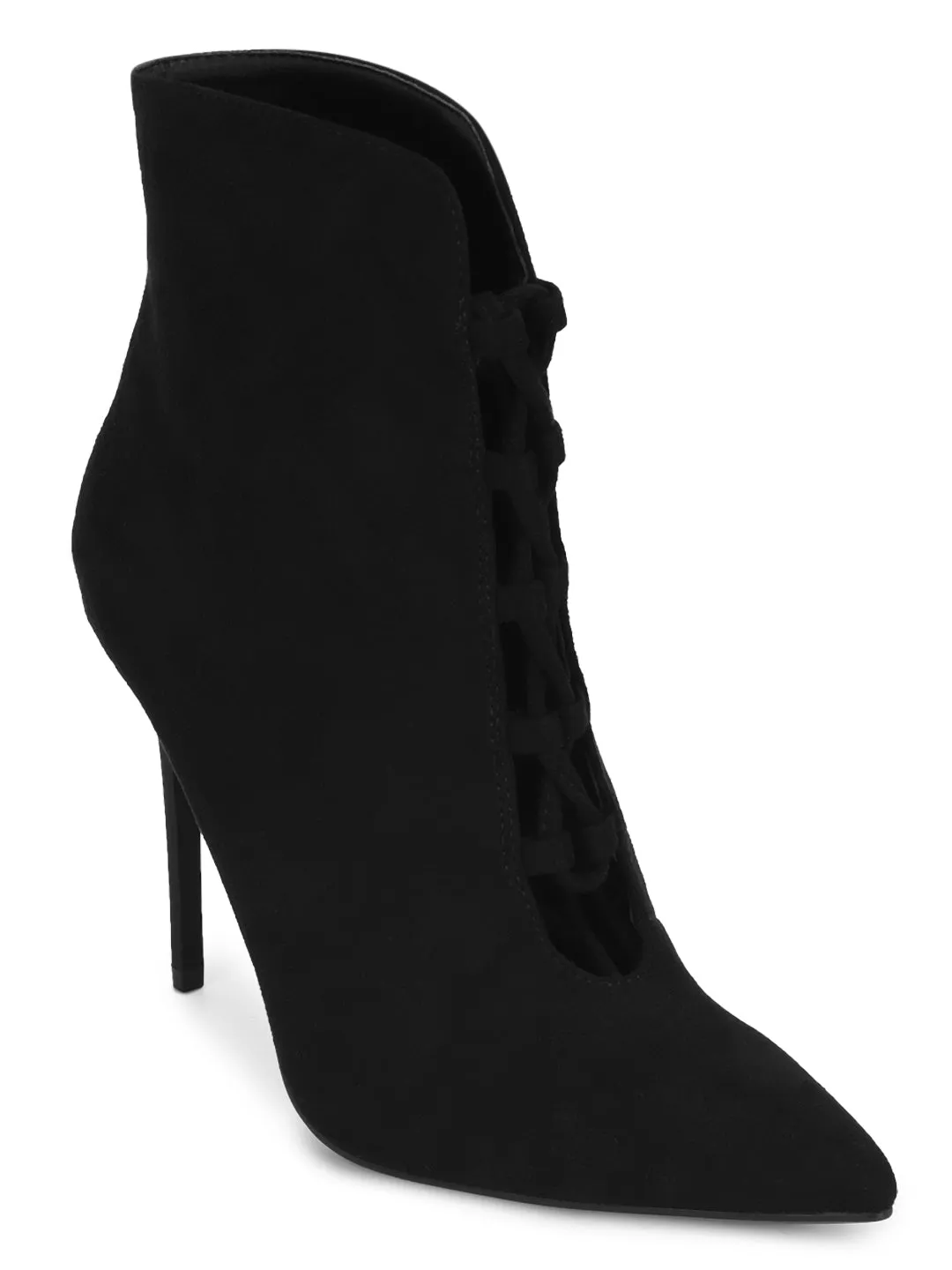 Black Micro Stiletos Ankle Length Boots