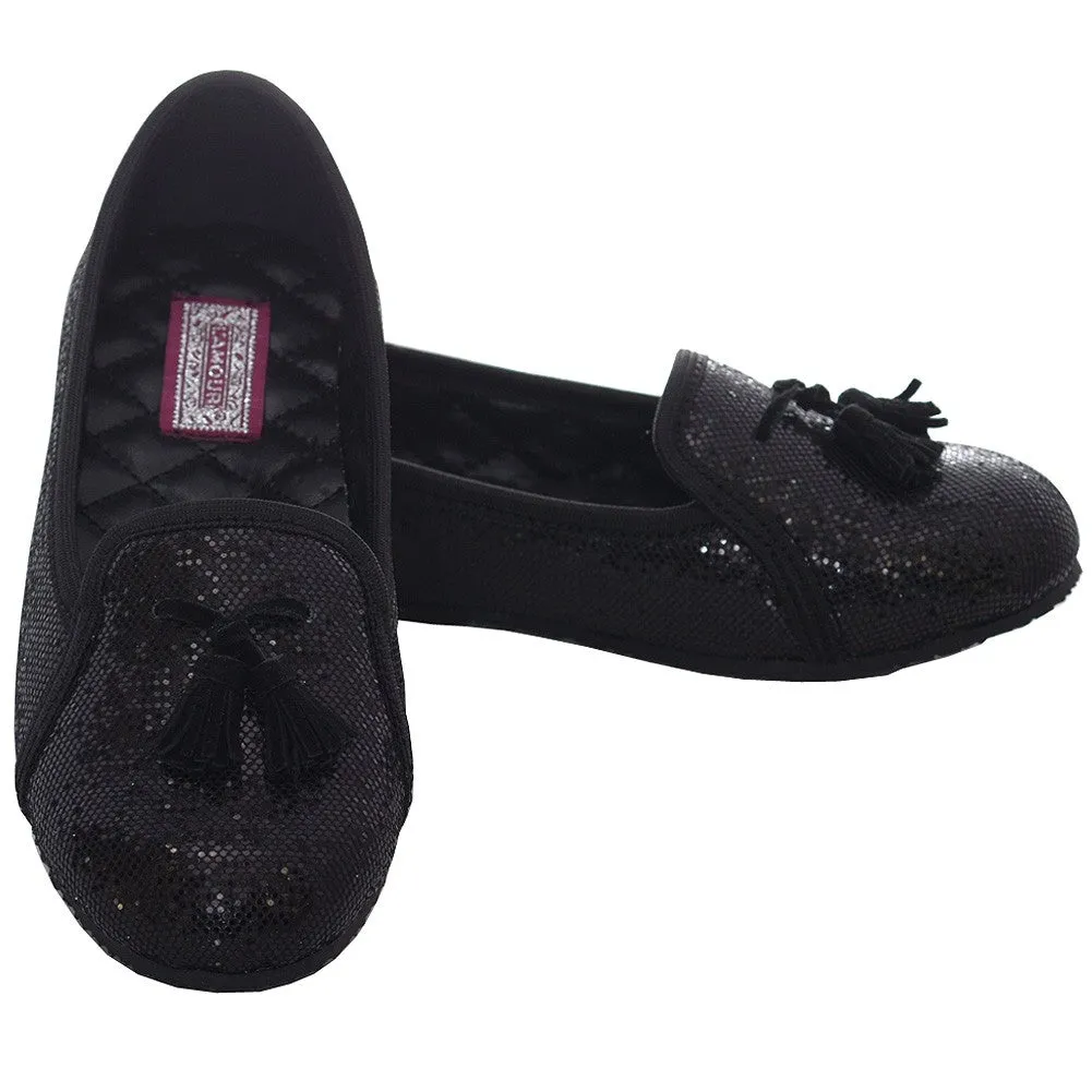 Black Sparkle Tassel Loafer Shoes Girls 11-4