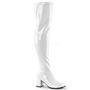 Block Heel Over The Knee Boots White