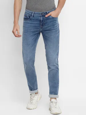 Blue Cotton Stretch Narrow Fit Jeans