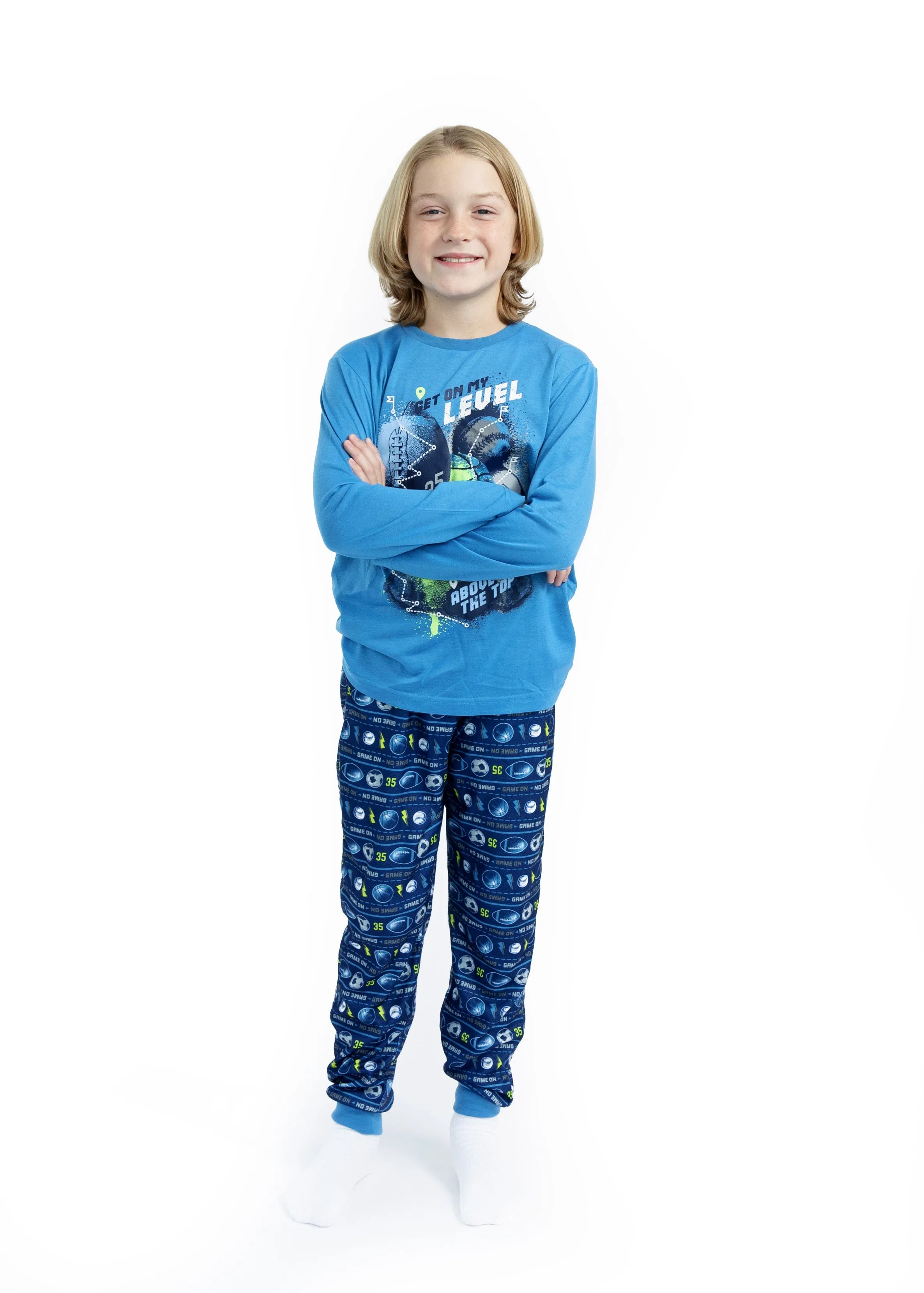 Boys My Level Brushed Jersey 2-Piece Pajama Sleep Set