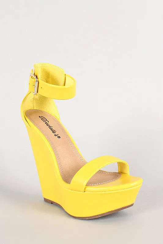 Breckelle Ankle Buckle Open Toe Platform Wedge