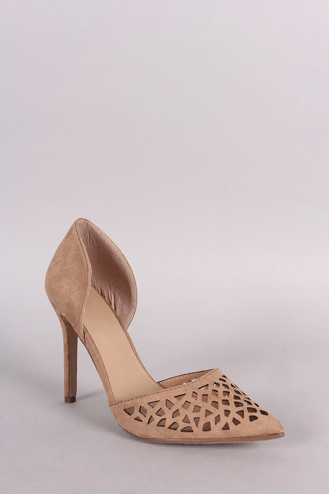 Breckelle Perforated Pointy Toe Dorsay Pump