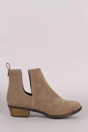 Breckelle Suede Side Cutout Cowgirl Booties