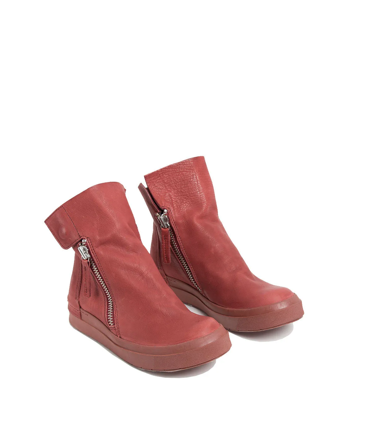 Burgundy Pink Side Zip Boots