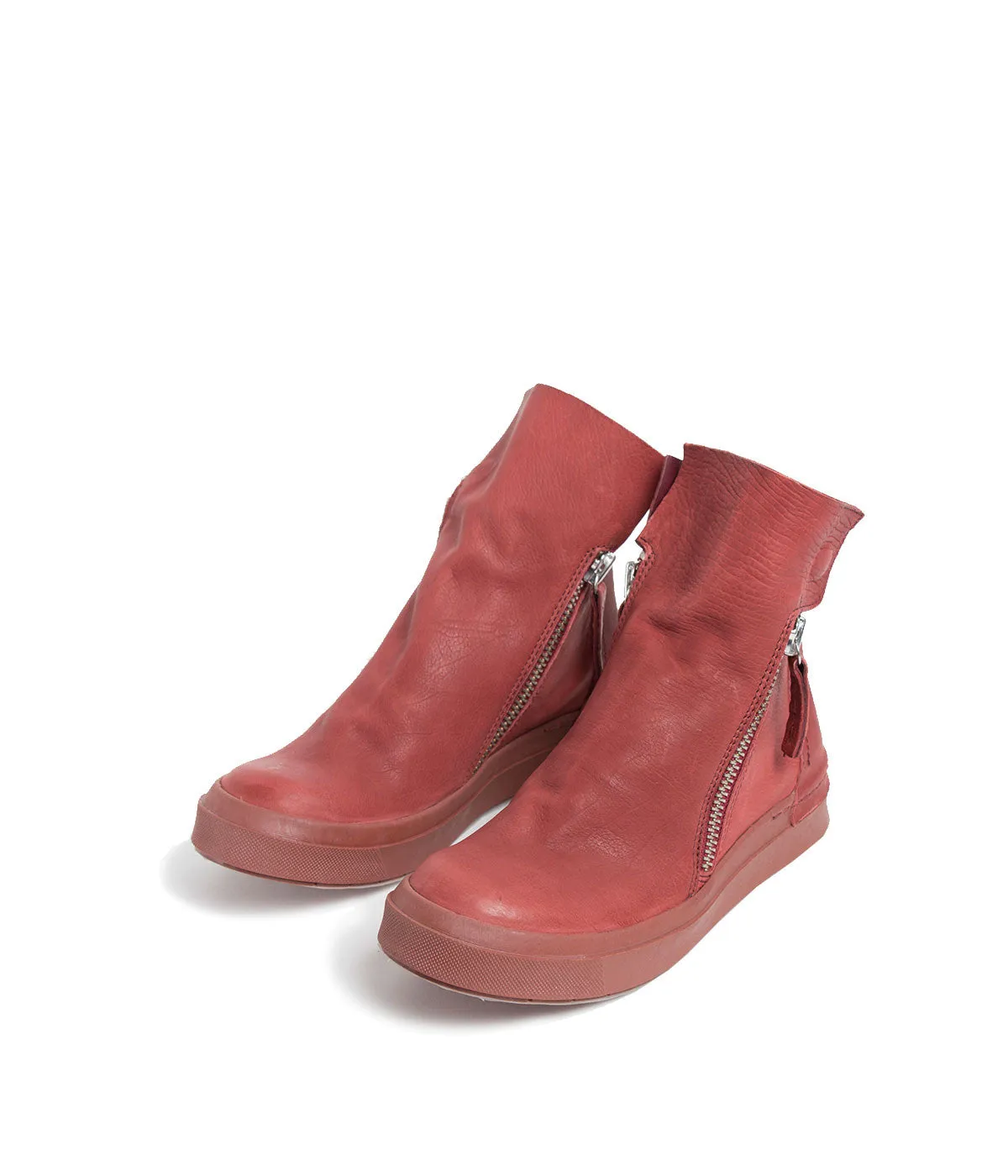 Burgundy Pink Side Zip Boots