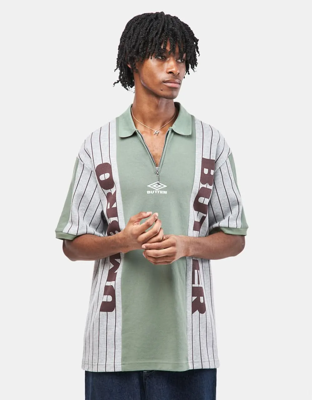 Butter Goods x Umbro Athletica S/S Polo Shirt - Sage