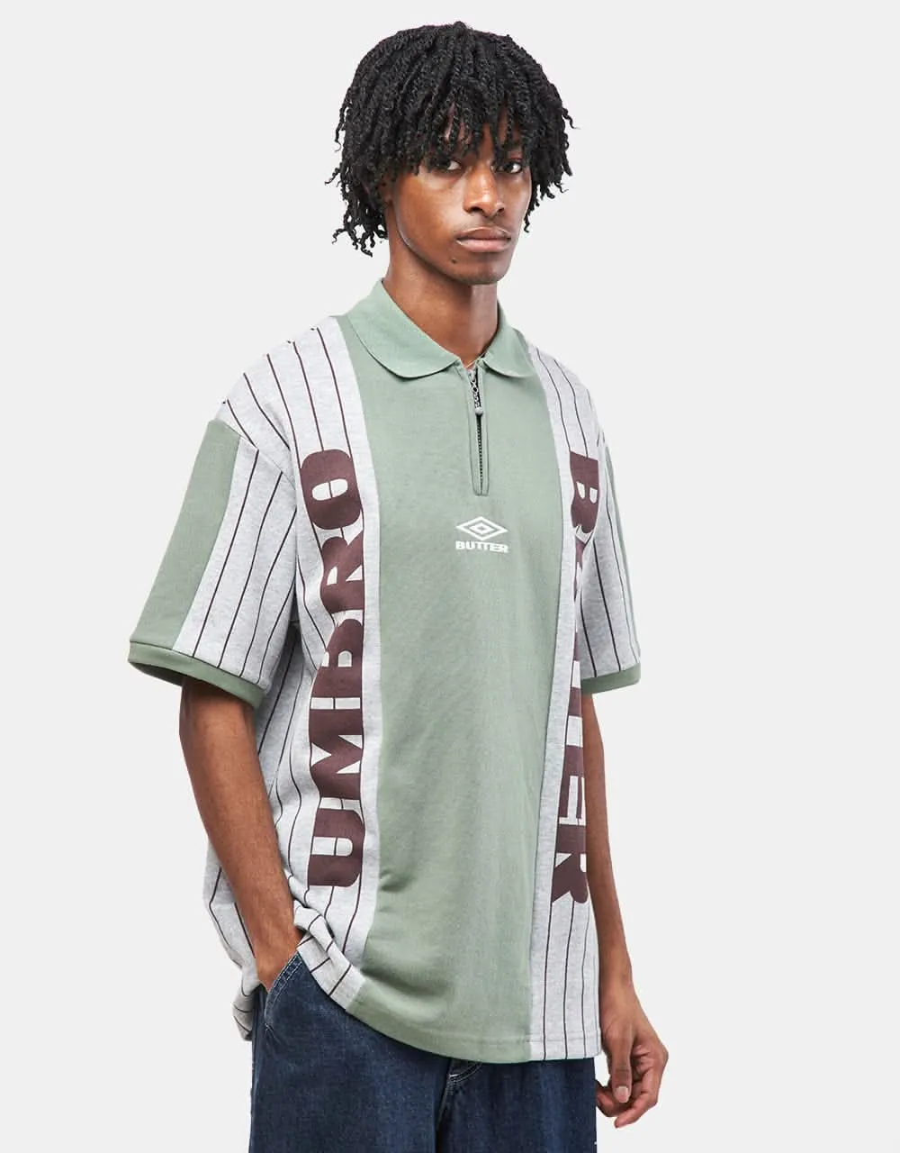 Butter Goods x Umbro Athletica S/S Polo Shirt - Sage