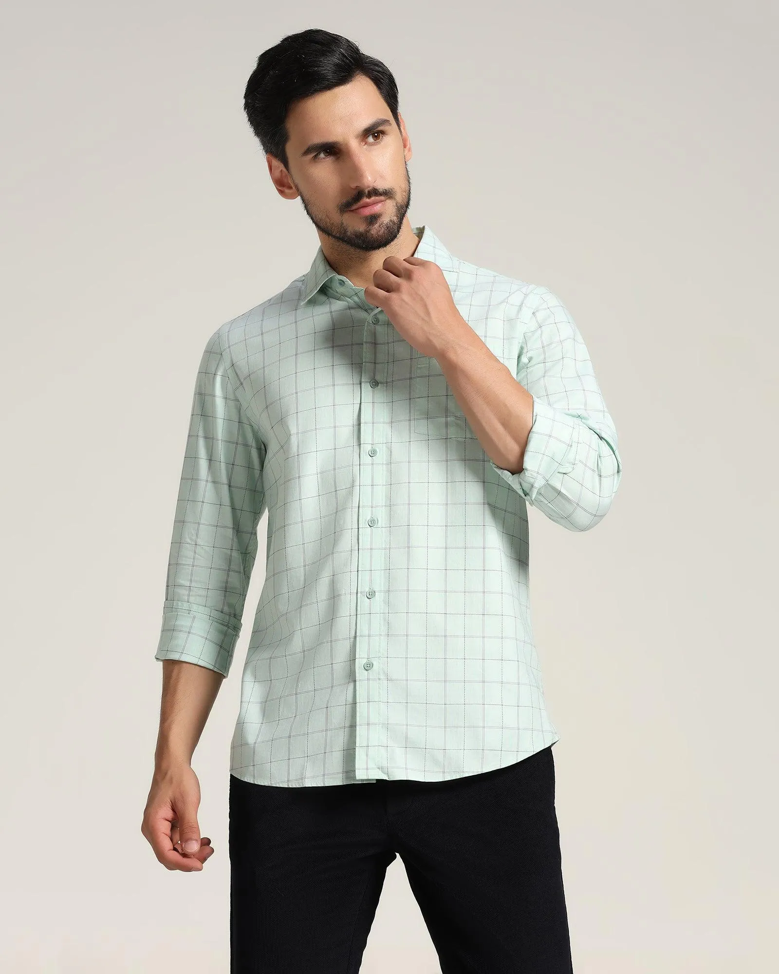 Casual Mint Check Shirt - Borj