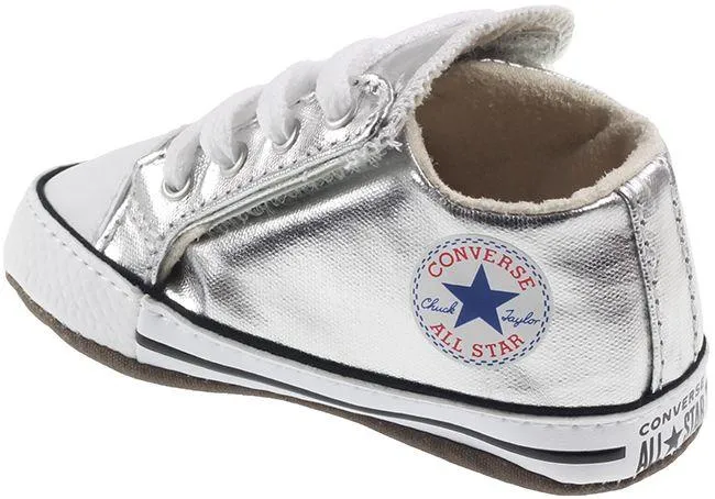 Converse Shoes Infants Chuck Taylor Cribster Mid Metallic Silver