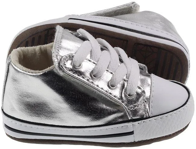 Converse Shoes Infants Chuck Taylor Cribster Mid Metallic Silver