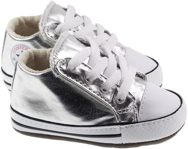 Converse Shoes Infants Chuck Taylor Cribster Mid Metallic Silver