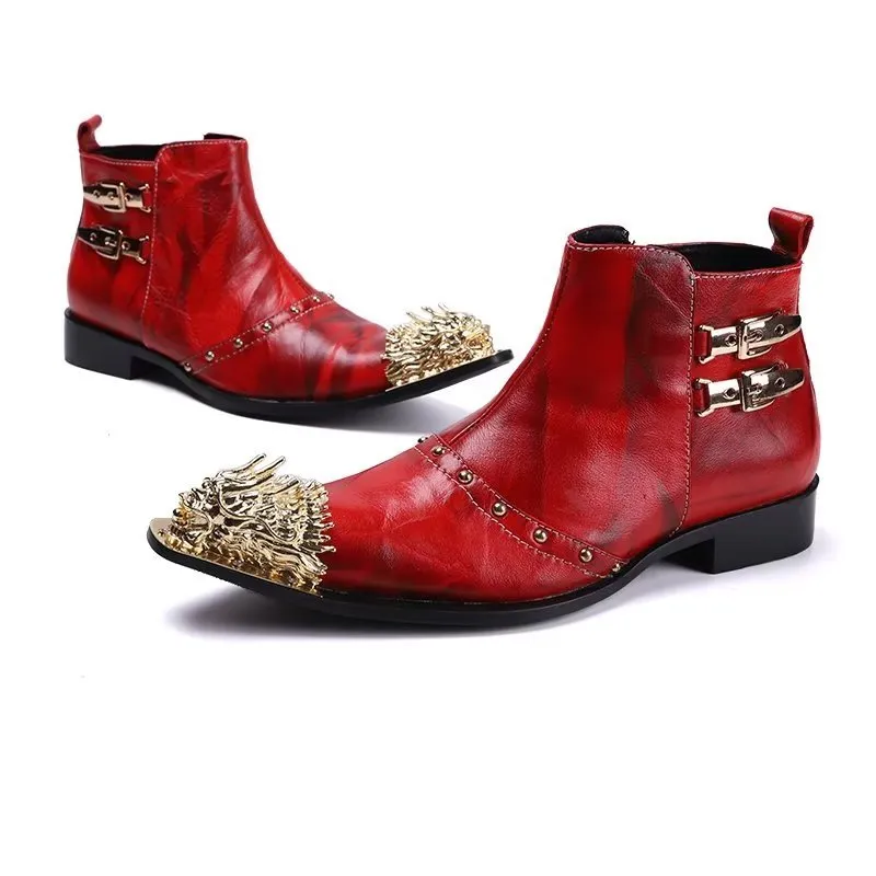 CrocLuxe Exquisite Croc-Texture Leather Dress Boots