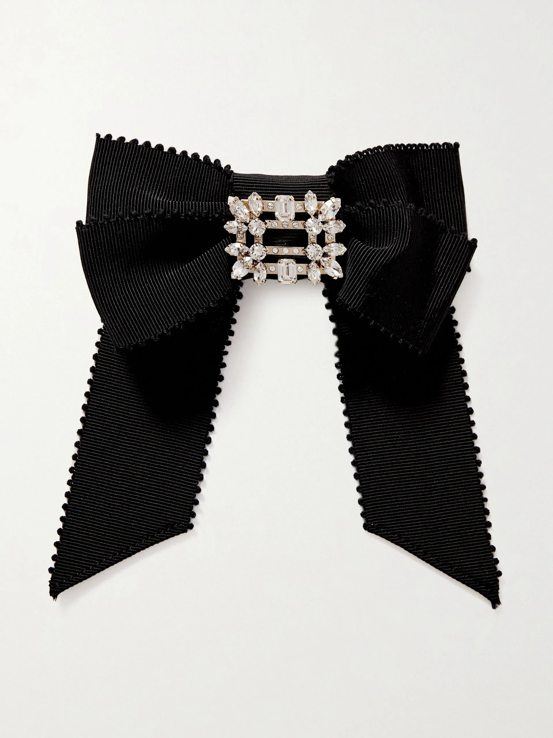 Crystal-embellished grosgrain hair clip