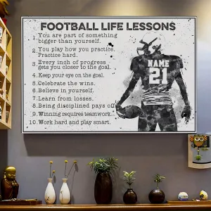 Custom Football Life Lessons Canvas Wall Art, Custom Football Player Poster Prints, Believe In Yourself Canvas, Bitrhday GIft Football Lover